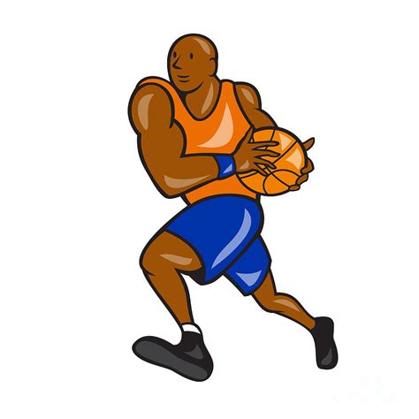 Basketball Player Holding Ball Cartoon Digital Art By