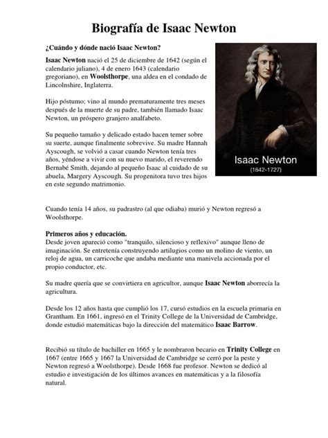 Biografía De Isaac Newton Pdf Isaac Newton Gravedad