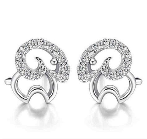 Sterling silver earrings for children are the newest trend! Cute Small 925 Sterling Silver Clear CZ Sheep Stud ...