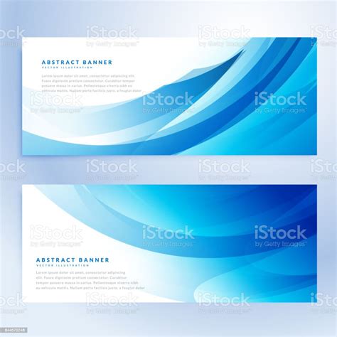 Abstract Wavy Blue Banners Set Stock Illustration Download Image Now