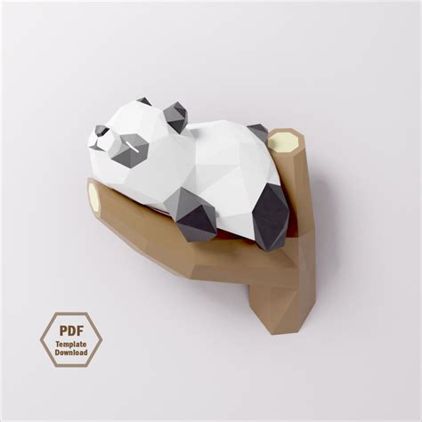 Pdf Template Of Panda On Tree Papercraft Template 3d Papercraft