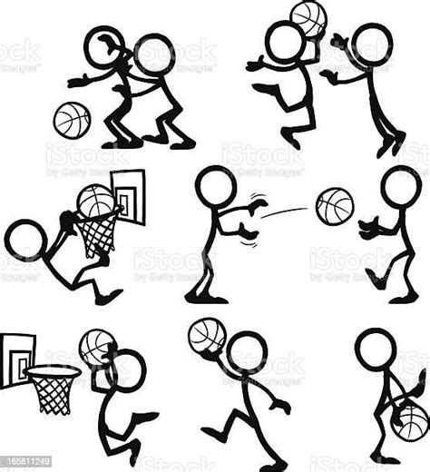 Stick Sosok Orang Basket Ilustrasi Stok Unduh Gambar Sekarang Bola