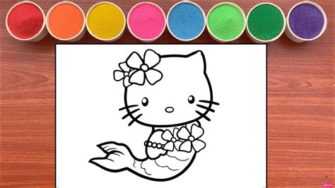 Mermaid Hello Kitty Coloring \U0026 Drawing - 인어 헬로 키티 색칠 및 그림(Rainbow