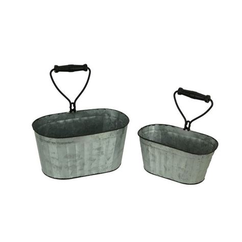 Shop Galvanized Tin Indoor Outdoor Hanging Tub Planters with Built-In