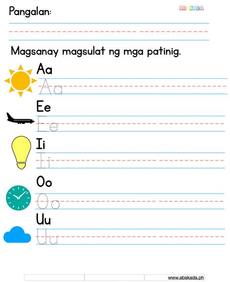 Patinig Worksheetfree Filipino Worksheets For Pre K And Grade 1 9e1