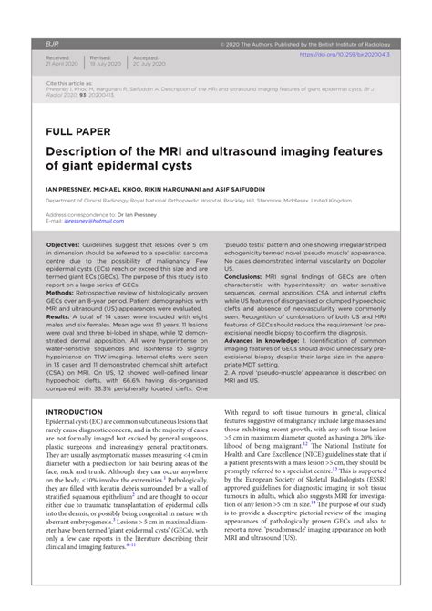 Pdf Description Of The Mri And Ultrasound Imaging Features Of Giant