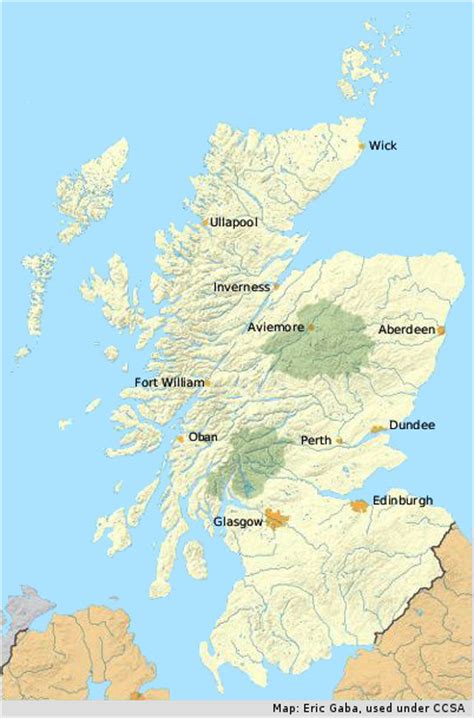 This scotland map by mapsofworld.com, highlights scotland's location and notes some of scotland's iconic places to visit. Scotland B&B. Guest Houses across Scotland.