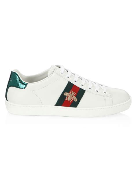 Gucci Leather New Ace Bee Embroidered Sneakers In White Lyst