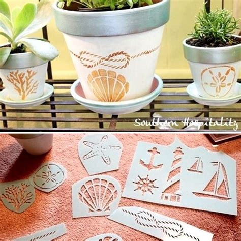 Maybe you would like to learn more about one of these? Beach and nautical theme terracotta pots. How to paint and ...