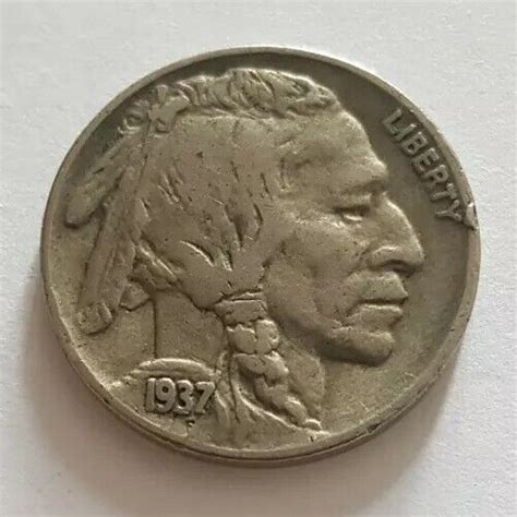 1937 Us United States Of America Indian Head Buffalo Nickel Five 5