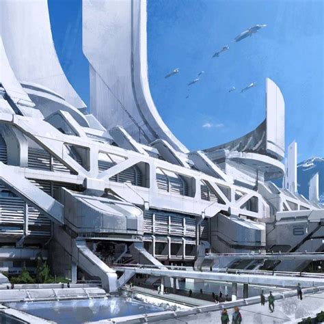 The Concept Art Of Mass Effect 3 Futuristic City Futuristic Sci Fi