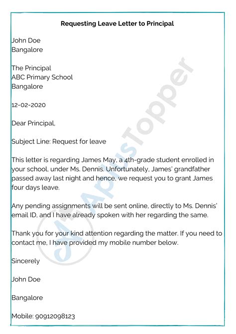 Letter To Principal Format Sample And How To Write An Letter To