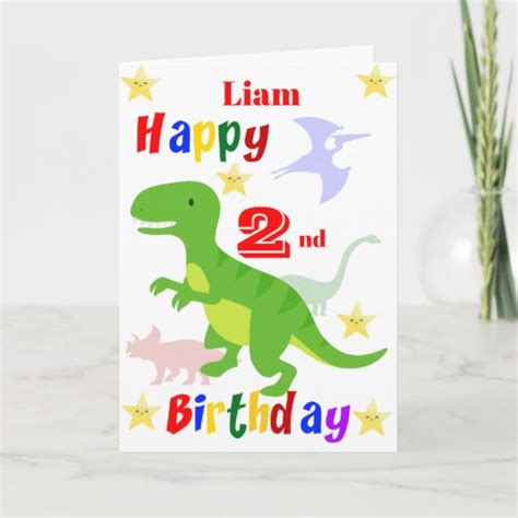 Dinosaurs 2nd Birthday Card Nz