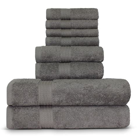 Although there are no large black bath towels included in this set, every piece looks good, and they would be a luxury addition for your bathroom. Luxury Hotel Collection 100% Cotton-Eco Gray - set of 8 ...