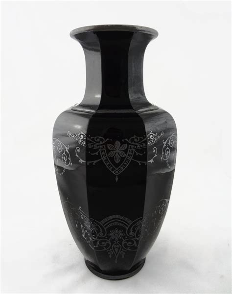 Art Deco Silvered Black Glass Vase 12 Tall Large C 1930 S Usa From Aa On Ruby Lane