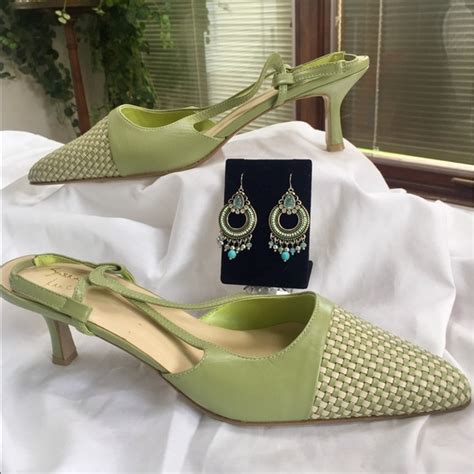Susan Lucci Susan Lucci Lime And Creme Woven Mule Slingback Shoe From