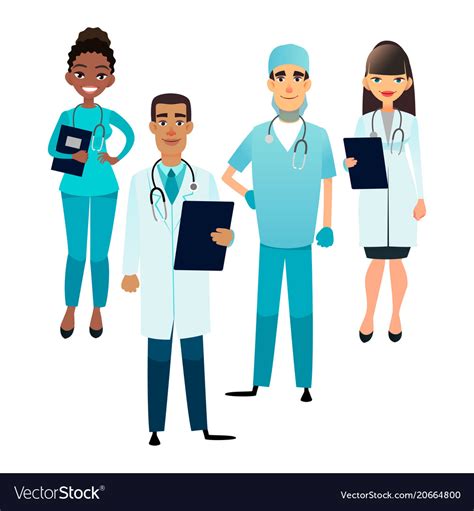 Doctors And Nurses Team Cartoon Medical Staff Vector Image