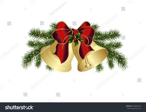 Christmas Bells And A Bow In Red Stock Vector Illustration 338868254