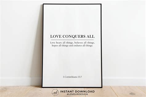 Love Conquers All 1 Corinthians 1317 Bible Verse Scripture Etsy