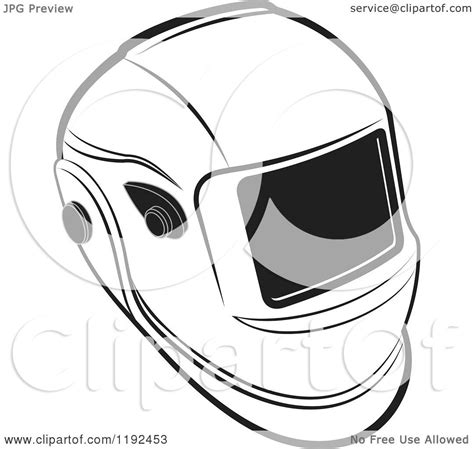 Clipart Of A Black And White Welding Helmet Royalty Free Vector