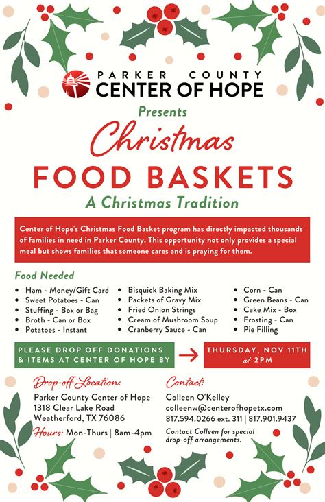 Christmas Food Baskets 2021 Center Of Hope