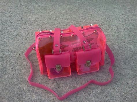 Neon Dead Stock Pink Clear Vinyl Studded Purse Last One Studded