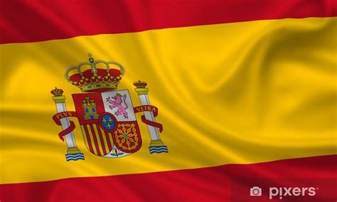 Flaga hiszpanii składa się z trzech poziomych pasów (czerwonego, żółtego i czerwonego) i godła. Fototapeta Flaga Hiszpanii Hiszpania espannia bandera ...