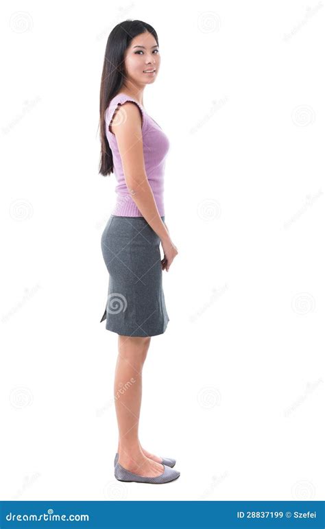 Full Body Side View Asian Young Woman Royalty Free Stock Images Image