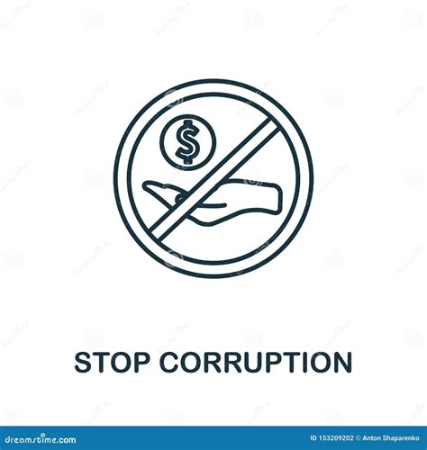 Icono De Detener Corrupción Diseño De Estilo De Esquema Delgado a
