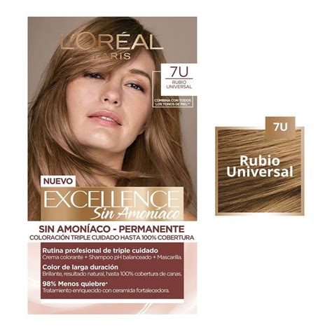 Tinte para cabello L Oréal Excellence Sin Amoníaco 7u rubio universal