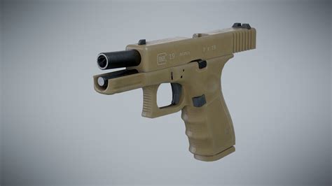 3d Model Glock 19 Desert Game Ready Vr Ar Low Poly Cgtrader