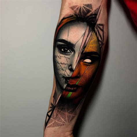 Tattoo Artist Rich Harris Authors Style Color Abstract Portrait Realism