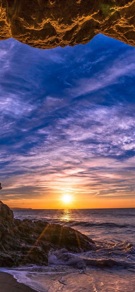 Malibu California Sunset Beach Ocean Coast Sky 5k Iphone X Wallpapers
