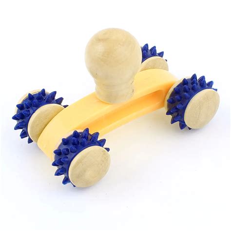 Uxcell Wooden Handheld 4 Wheels Style Body Roller Massager Blue In Massage And Relaxation From