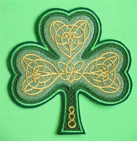 Jumbo Embroidered Shamrock With Celtic Knot Designs Shamrock Etsy