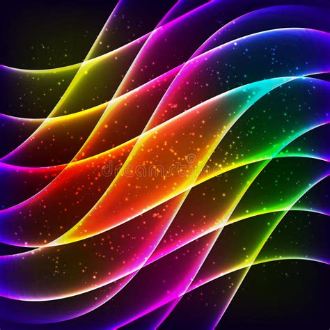 Neon Rainbow Waves Vector Background Stock Vector Illustration Of