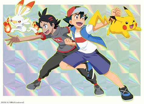 Pikachu Ash Ketchum Scorbunny And Goh Pokemon And 2 More Drawn By