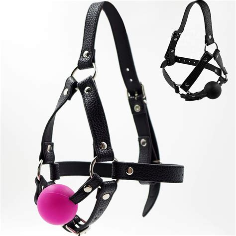 Leather Ball Gag Harness Adult Mouth Stuffed Solid Silicone Balls Sex Product For Adult Bdsm