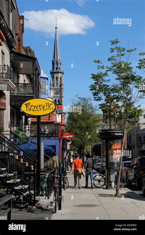 Saint Denis Street In The Quartier Latin Of Montreal Stock Photo Alamy