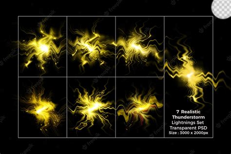 Premium Psd Realistic Lightning Collection Of Isolated Thunderbolts