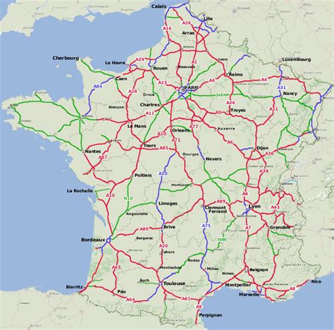 A Route Map Of France With Motorways Main Roads About France Adams