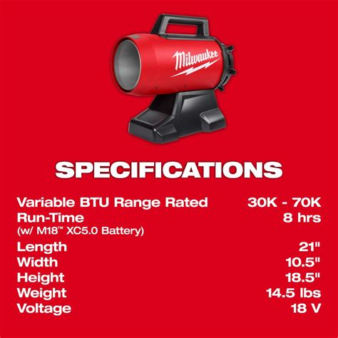 Milwaukee M18™ 70000 Btu Forced Air Propane Heater 0801 20 Rural King