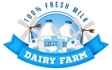 Dairy Farm Label Logo With Dairy Products Stock Vector Illustration