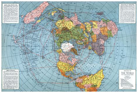 Flat Earth Print A AZIMUTHAL EQUIDISTANT PROJECTION USGS WORLD