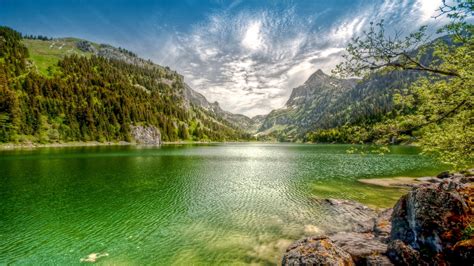 Nature Landscape Lake Mountain Forest Clouds Summer