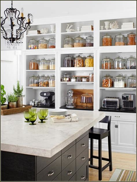 Upward opening kitchen cabinets design ideas. Using Open Shelving Kitchen Honey Oak Cabinets Rustic ...