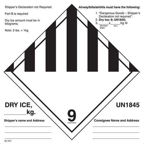 6 X 6 Dry Ice Labels UN1845 500 Per Roll