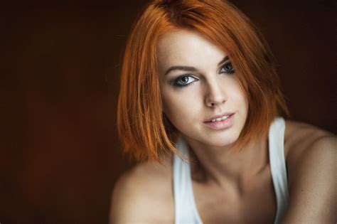 Wallpaper Face Women Redhead Depth Of Field Long Hair Green Eyes Singer Tank Top Maxim