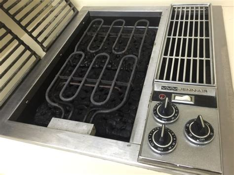Jennair 36 inch wide 5 burner gas cooktop with downdraft ventilation. Jenn-Air Electric Downdraft Cooktop Model No. C101 for ...