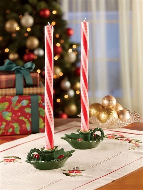 Candy Cane Taper Candles Set Of 2 Christmas Candle Decorations
